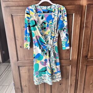 Nine West-Floral Print Wrap Dress Size 8